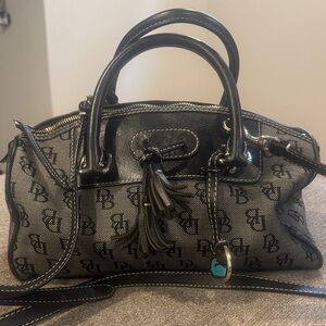 Dooney & Bourke Black and Gray Logo Satchel